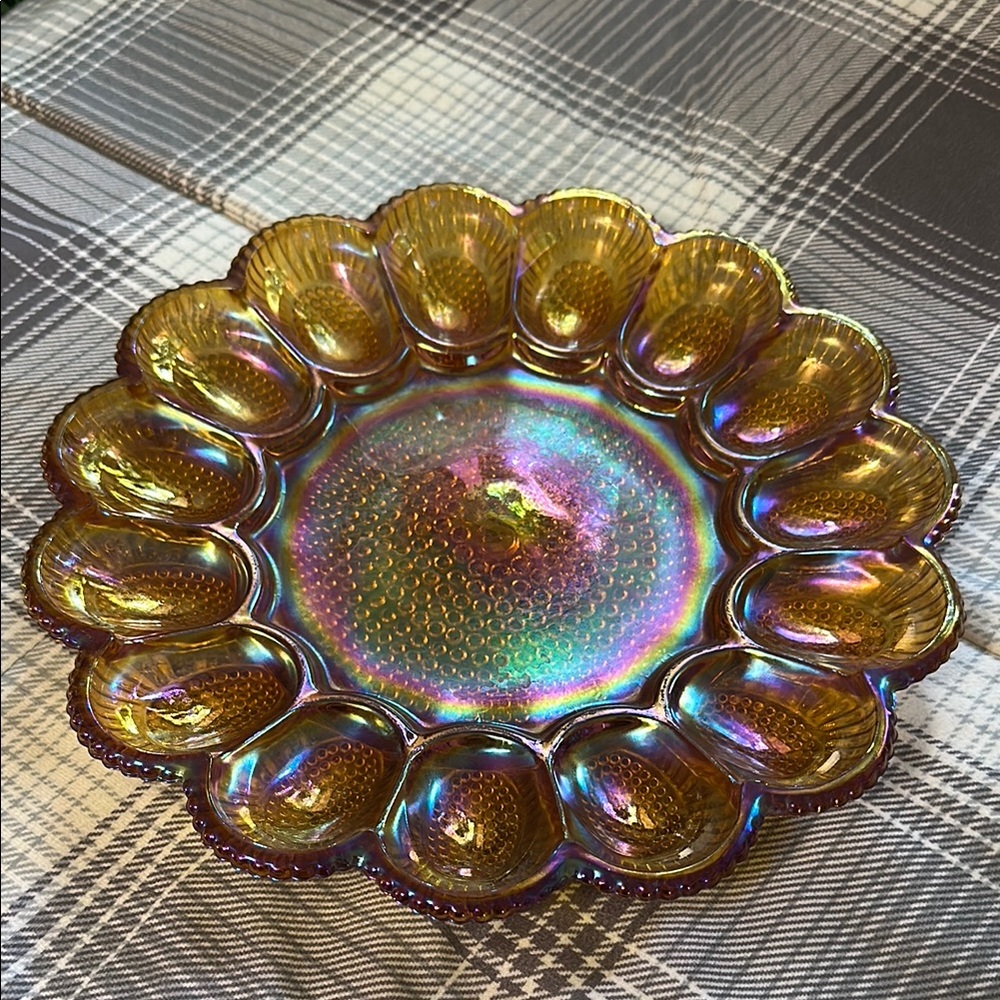 Vintage Carnival Glass Deviled Egg Tray